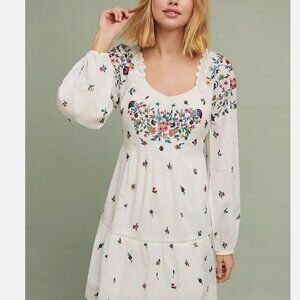 Anthropologie Maeve Sydney White Flora Dress
